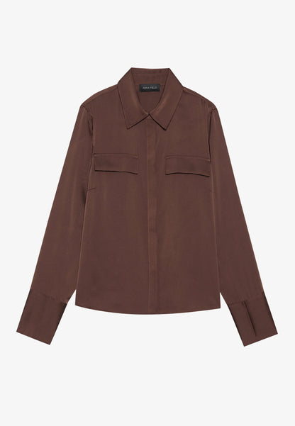 Anna Field Button-down Blouse - Shaved Chocloate