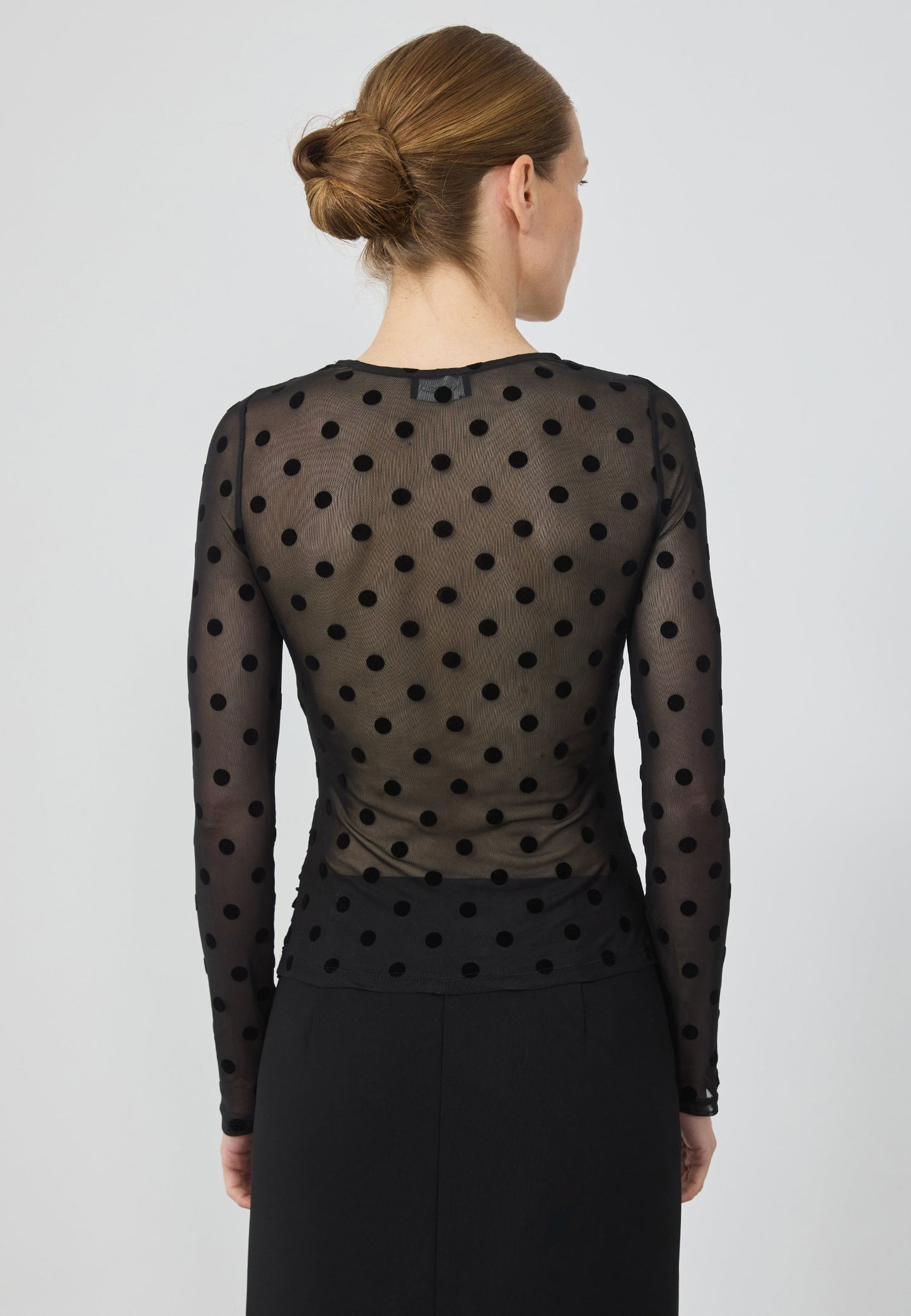 Anna Field MESH TOP WITH DOTS - Long Sleeved Top - Black