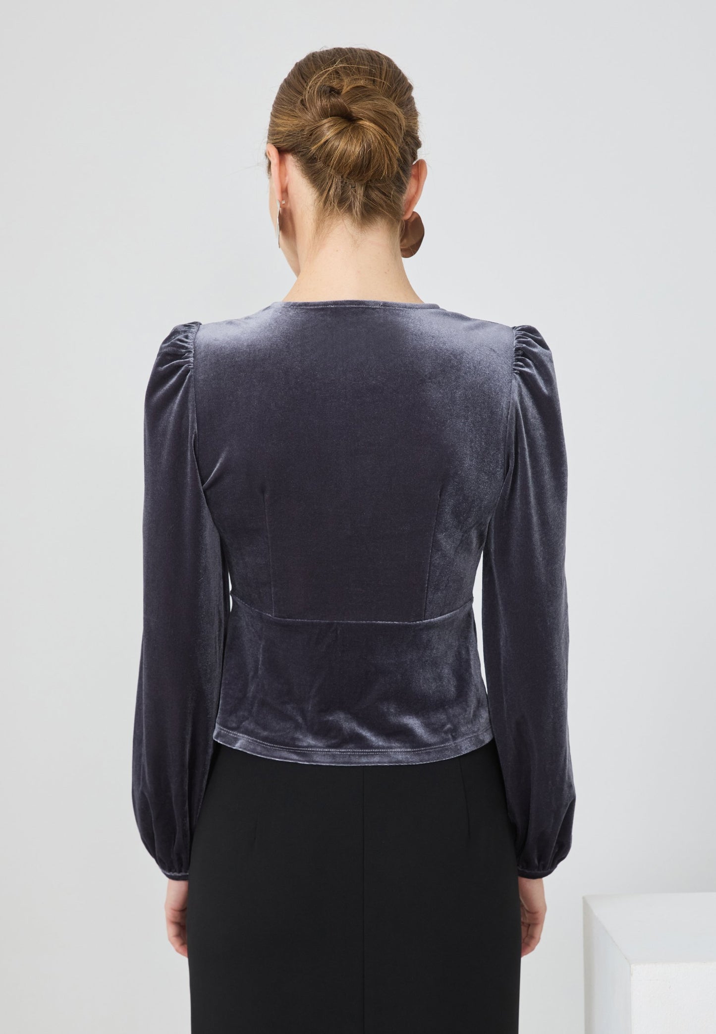 Anna Field VELVET TOP - Blouse - Dark Grey