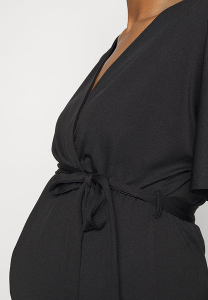  Short Sleeve Wrap Jumpsuit - Jumpsuit - Black