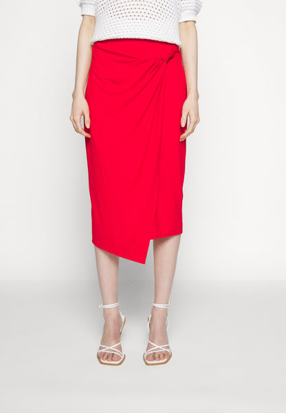 Anna Field Front Knot Midi Skirt - Pencil Skirt - Red