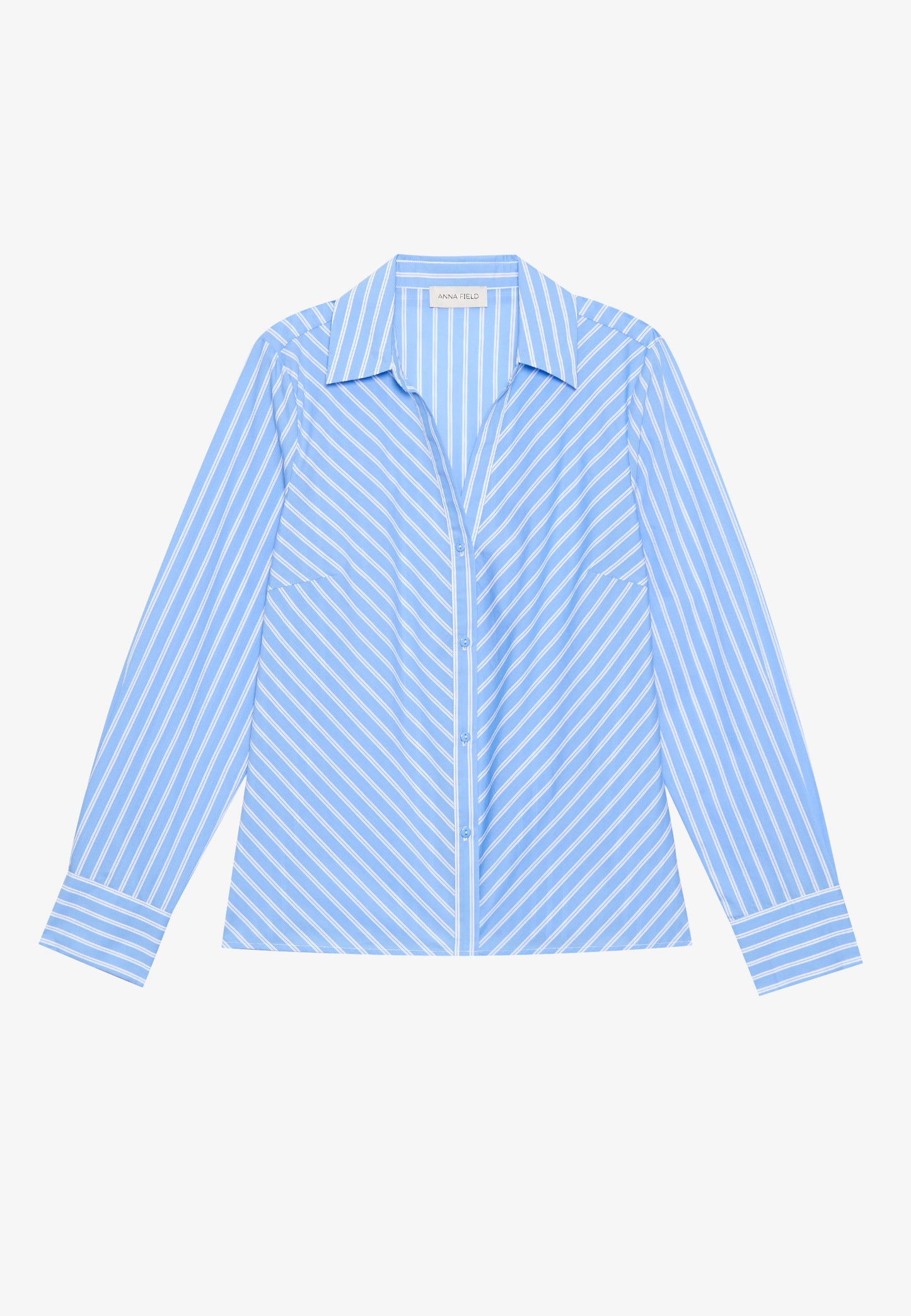 Anna Field Button-down Blouse - Blue/white