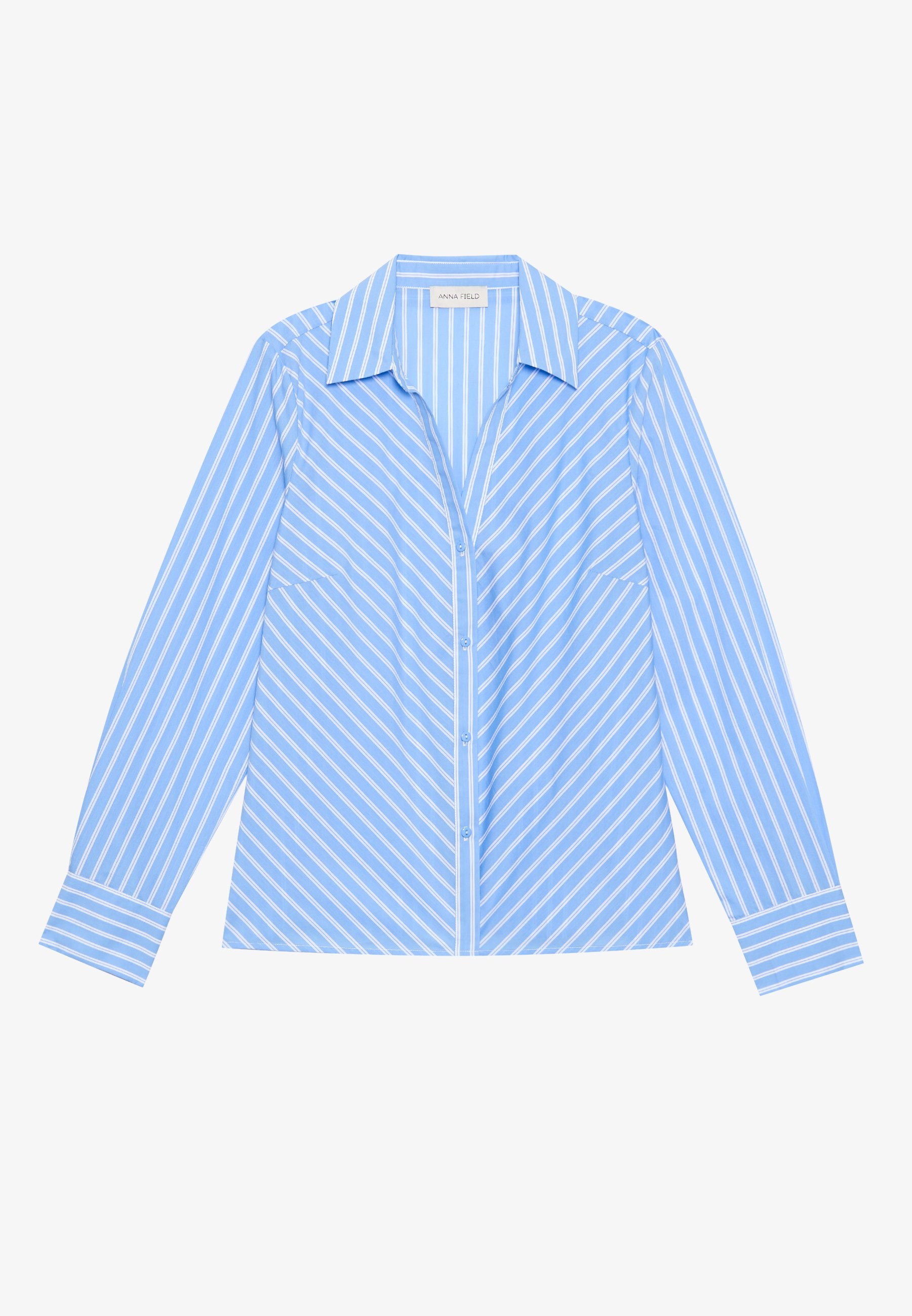 Anna Field Button-down Blouse - Blue/white