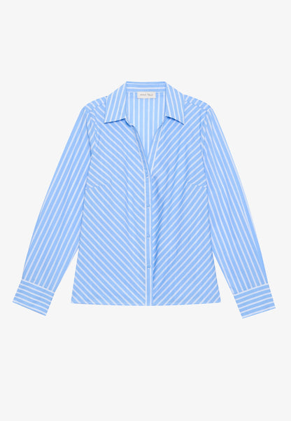 Anna Field Button-down Blouse - Blue/white