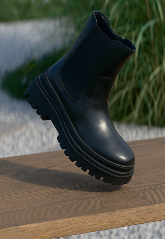 Anna Field LEATHER - Platform Ankle Boots - Black