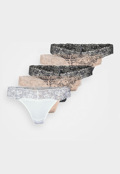 Anna Field 5 Pack - Thong - White/Nude