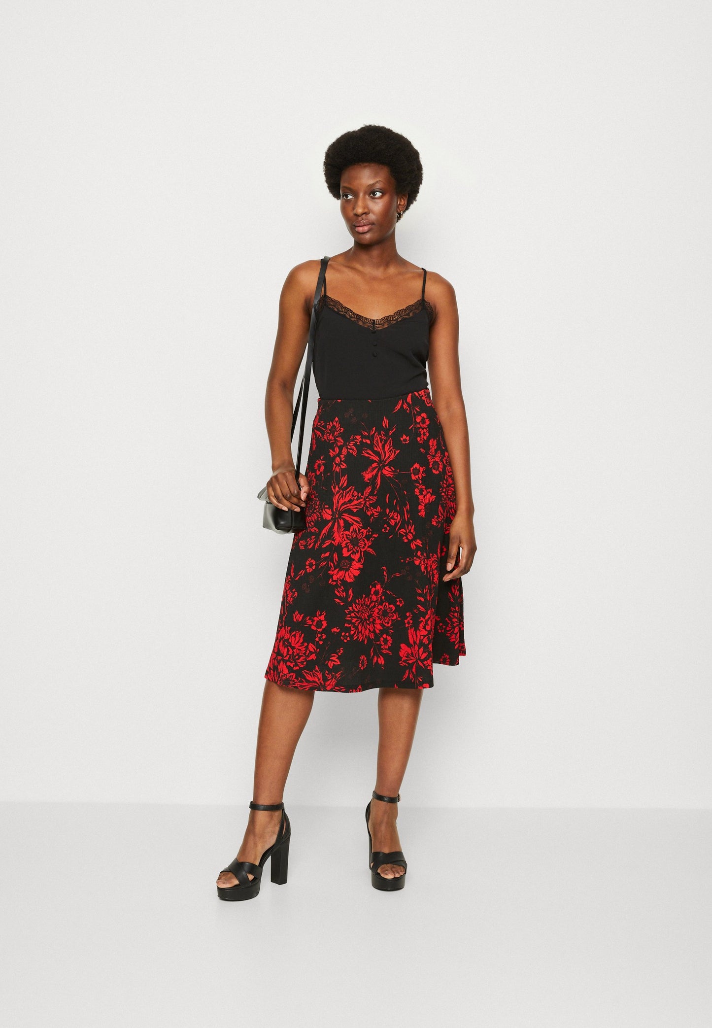 Anna Field A-Line Skirt - Red/Black