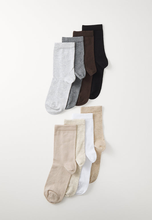 Anna Field 8 PACK - Socks - Mottled Beige/mottled Grey/black