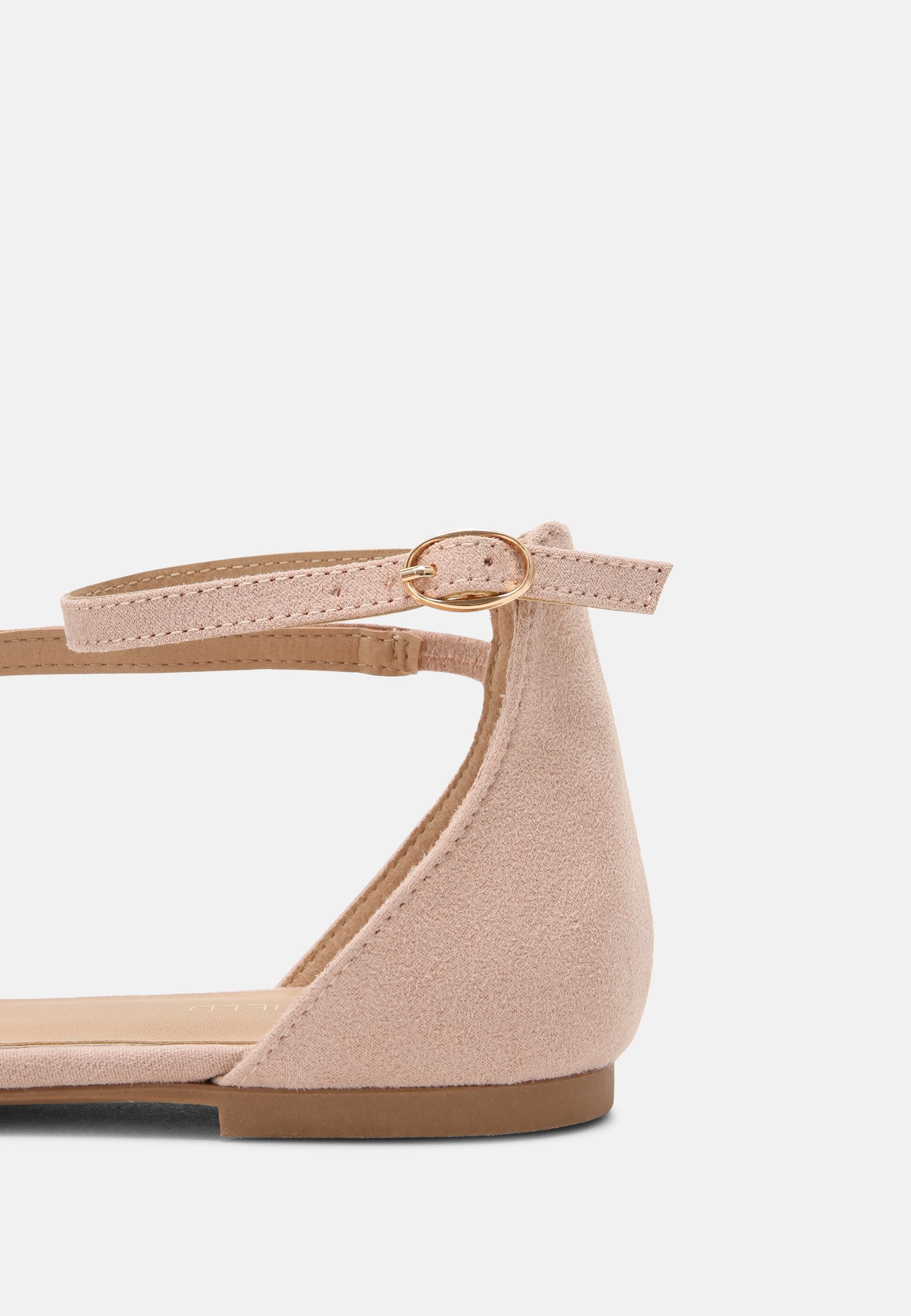  Ankle Strap Ballet Pumps - Light Pink