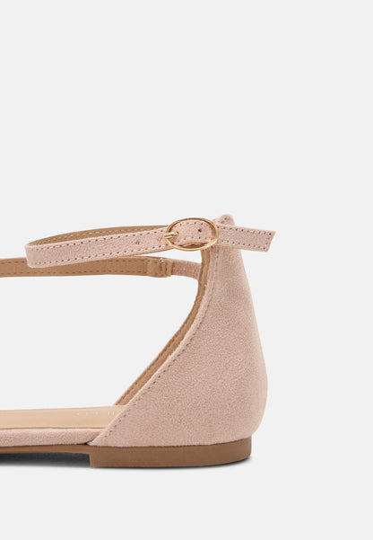  Ankle Strap Ballet Pumps - Light Pink