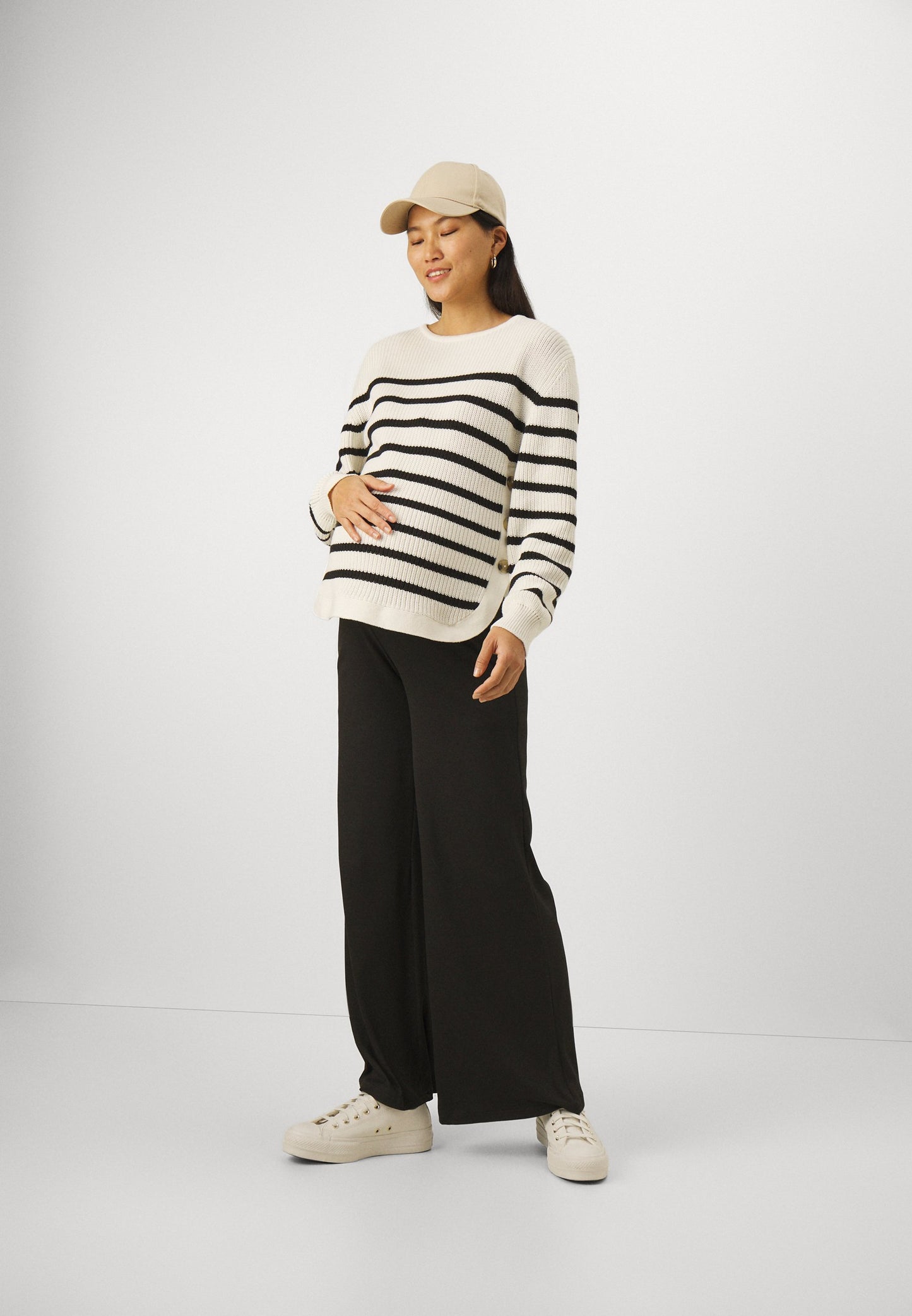  MATERNITY NURSING JUMPER WITH SIDE BUTTONS - Jumper - Off-white/black