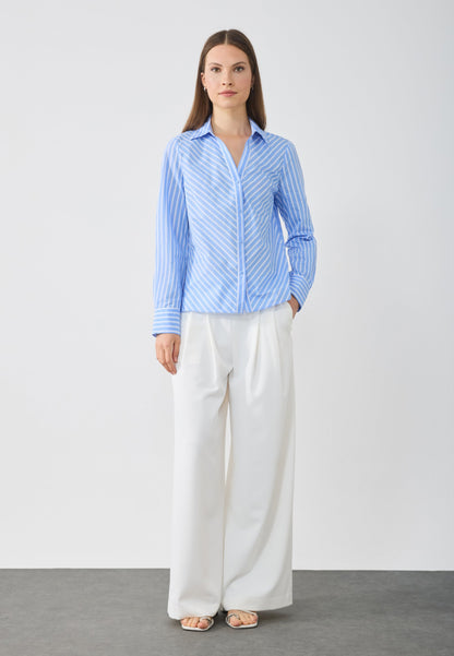 Anna Field Button-down Blouse - Blue/white