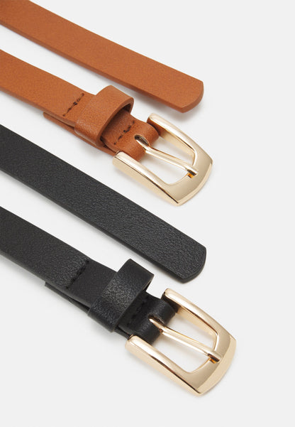 Anna Field 2 PACK - Belt - Black/cognac