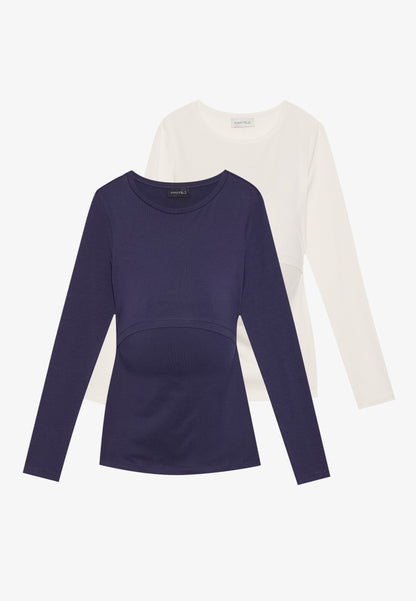  NURSING LONG SLEEVE TOP 2 PACK - Long Sleeved Top - Black/bordeaux