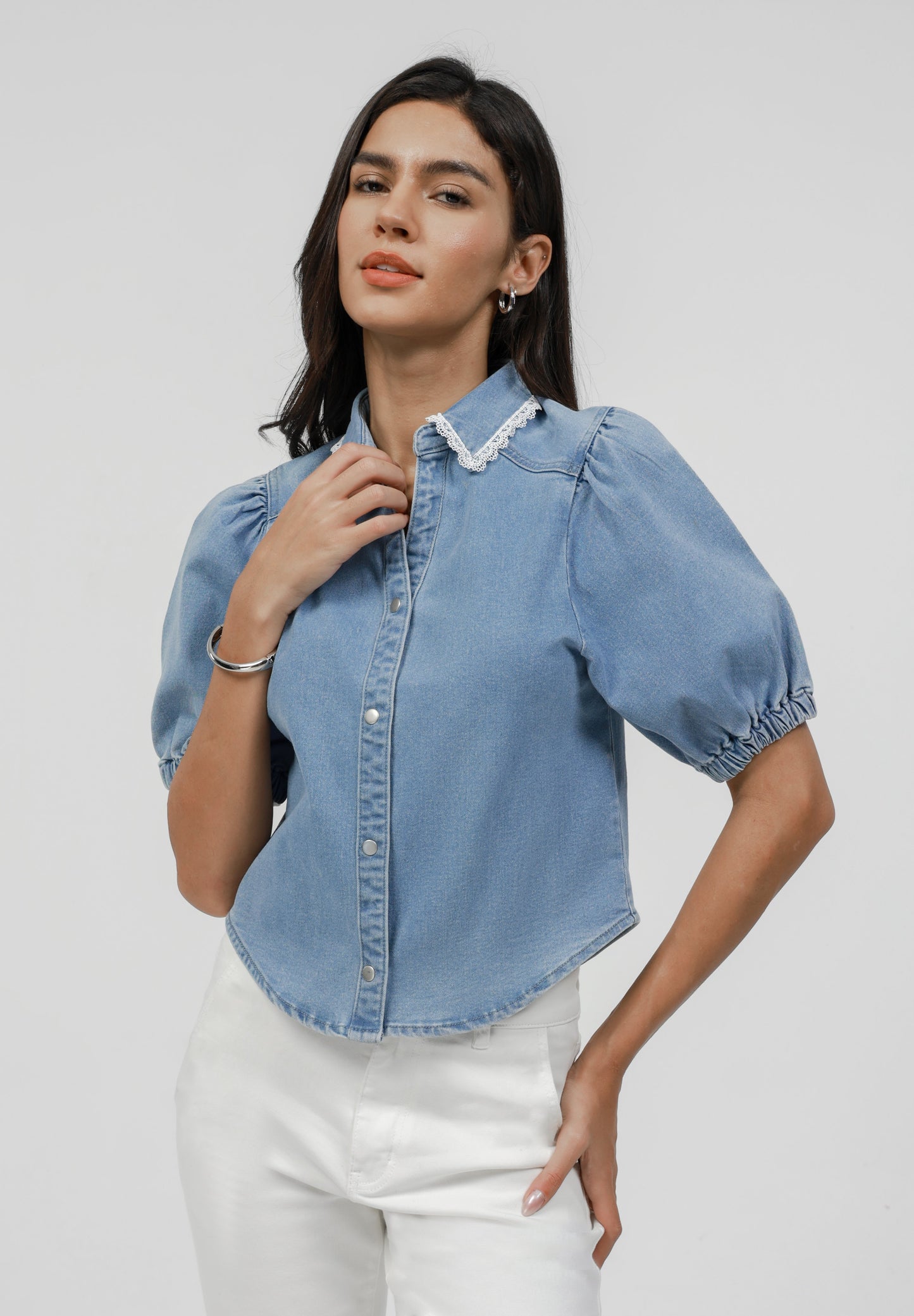 Anna Field DENIM - Button-down Blouse - Light Blue Wash