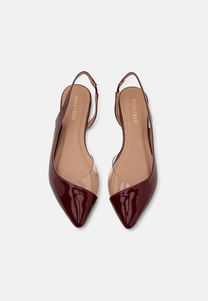 Anna Field Slingback Ballet Pumps - Dark Red