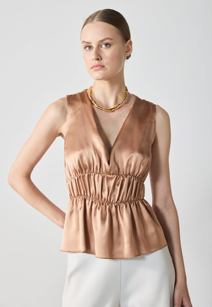 Anna Field Top - Tawny Brown