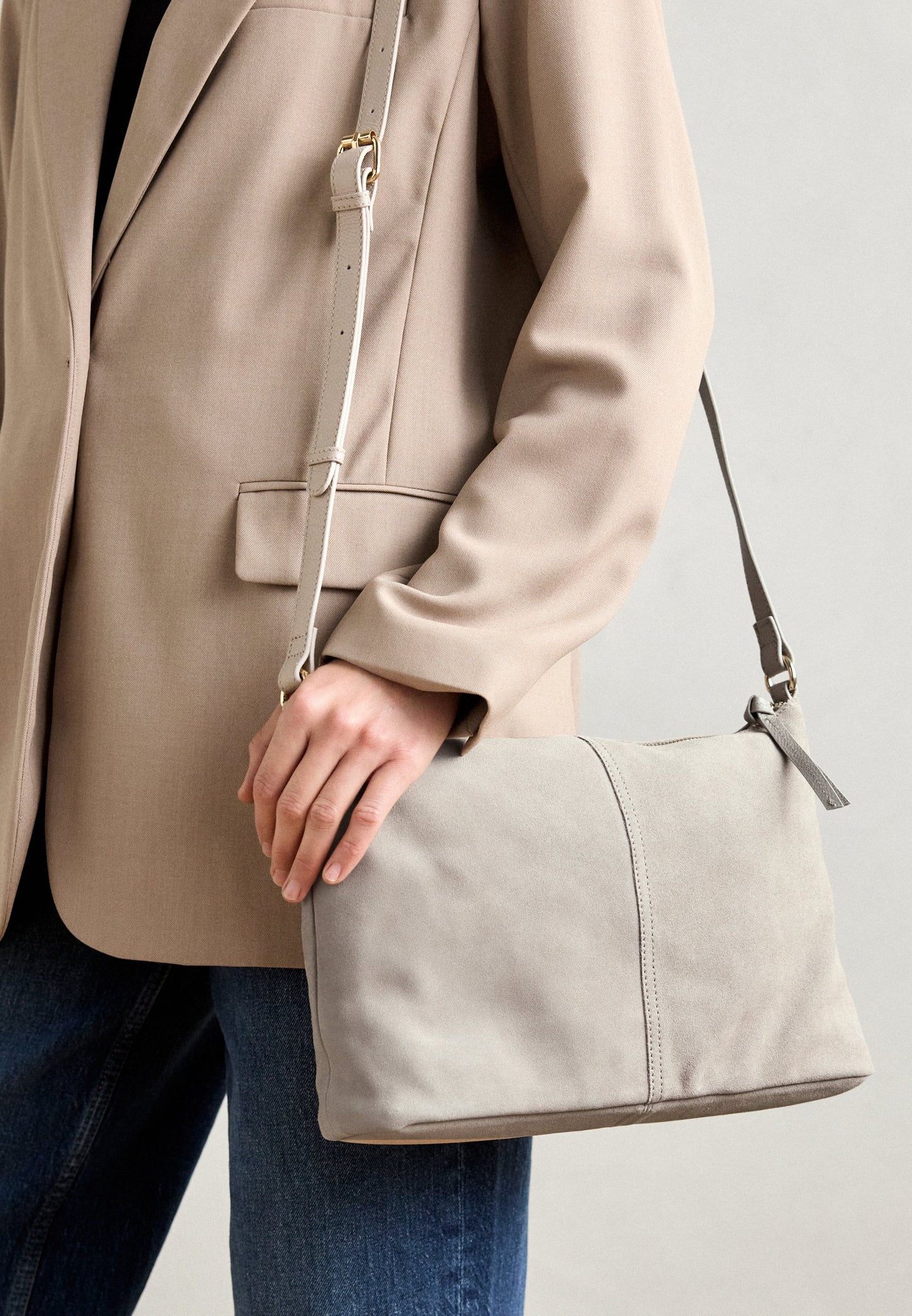 Anna Field LEATHER - Cross Body Bag - Soft Taupe