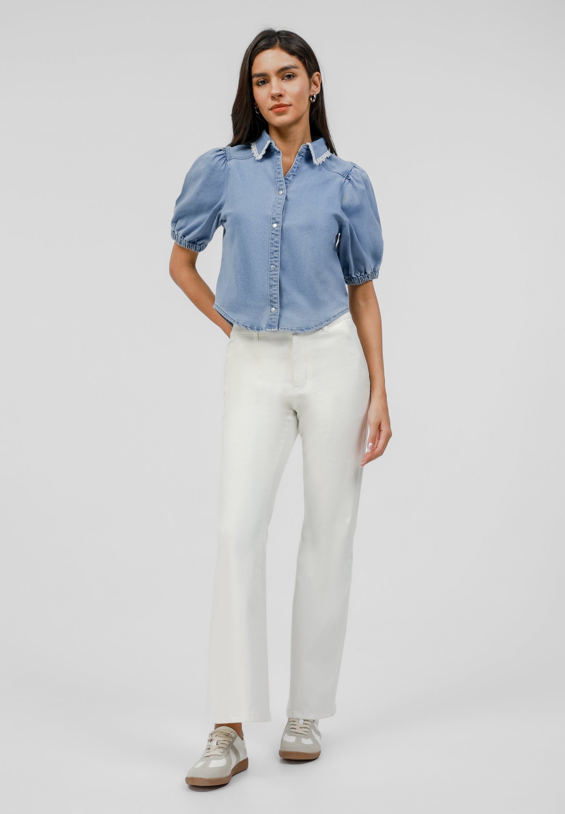 Anna Field DENIM - Button-down Blouse - Light Blue Wash
