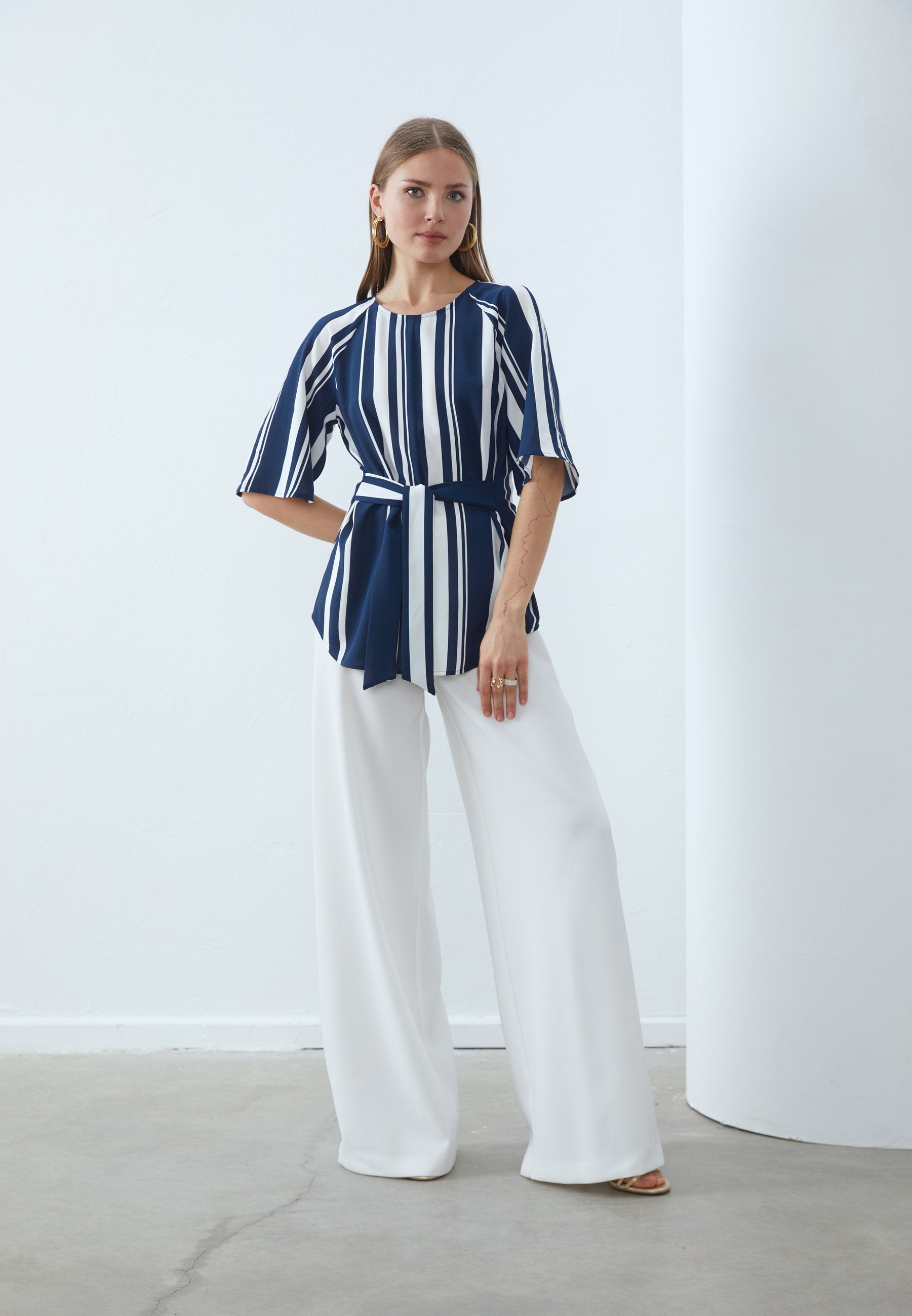 Anna Field Tunic - Blue/white