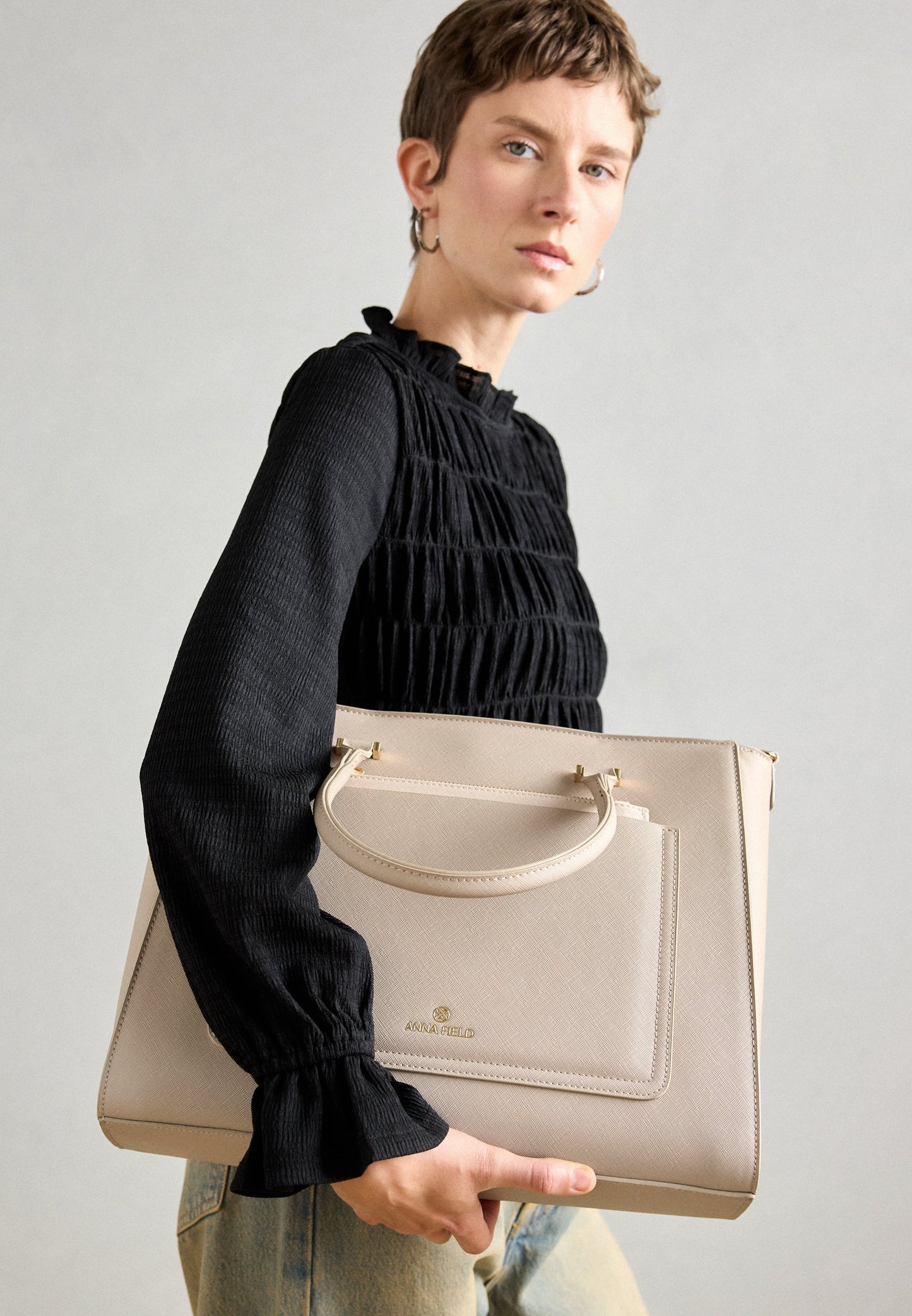 Anna Field Laptop Bag - Taupe/offwhite