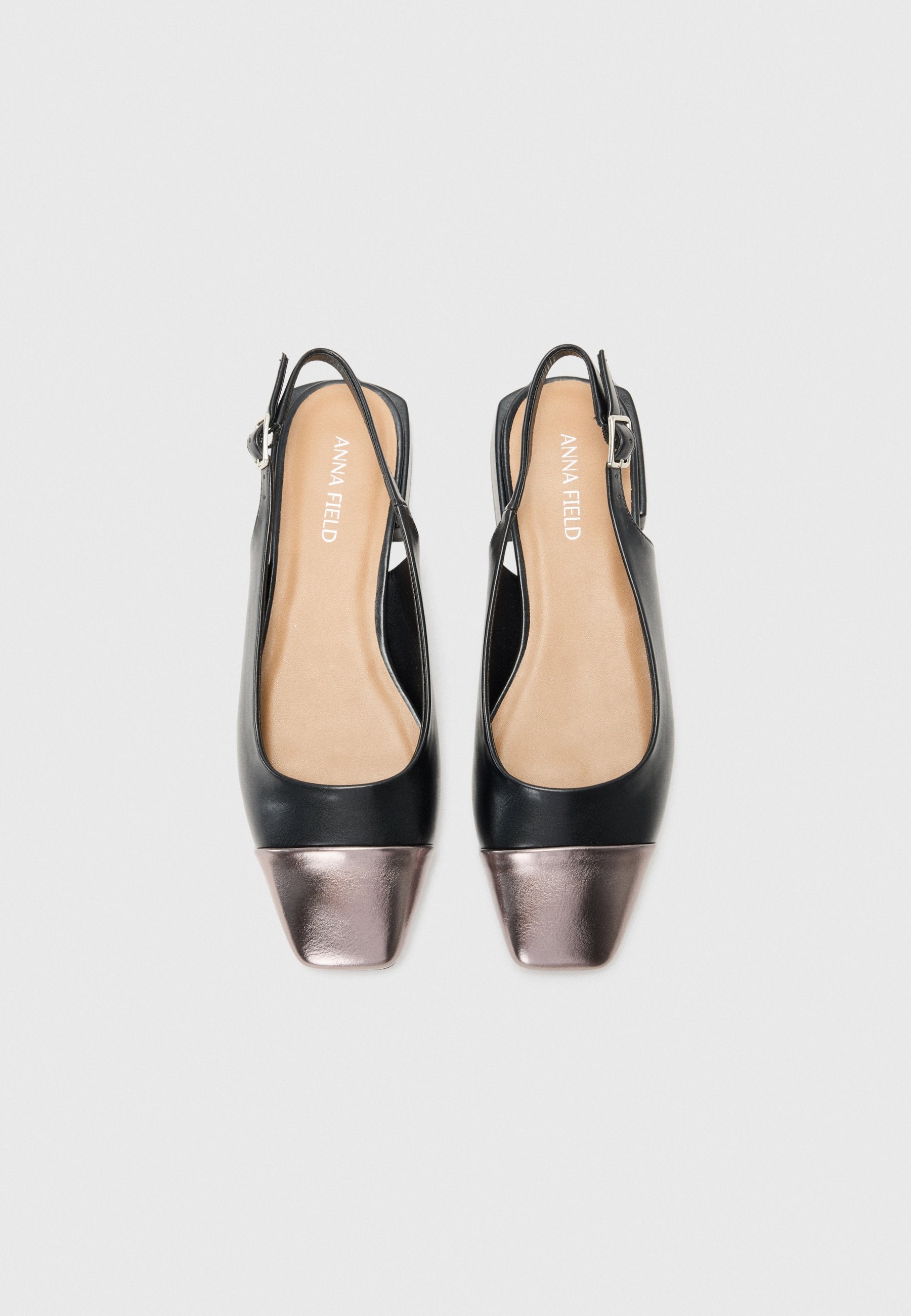  Slingback Ballet Pumps - Black Gunmetal