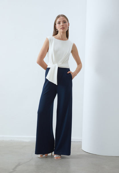 Anna Field 2IN1 WIDE LEG - Jumpsuit - White/dark Blue
