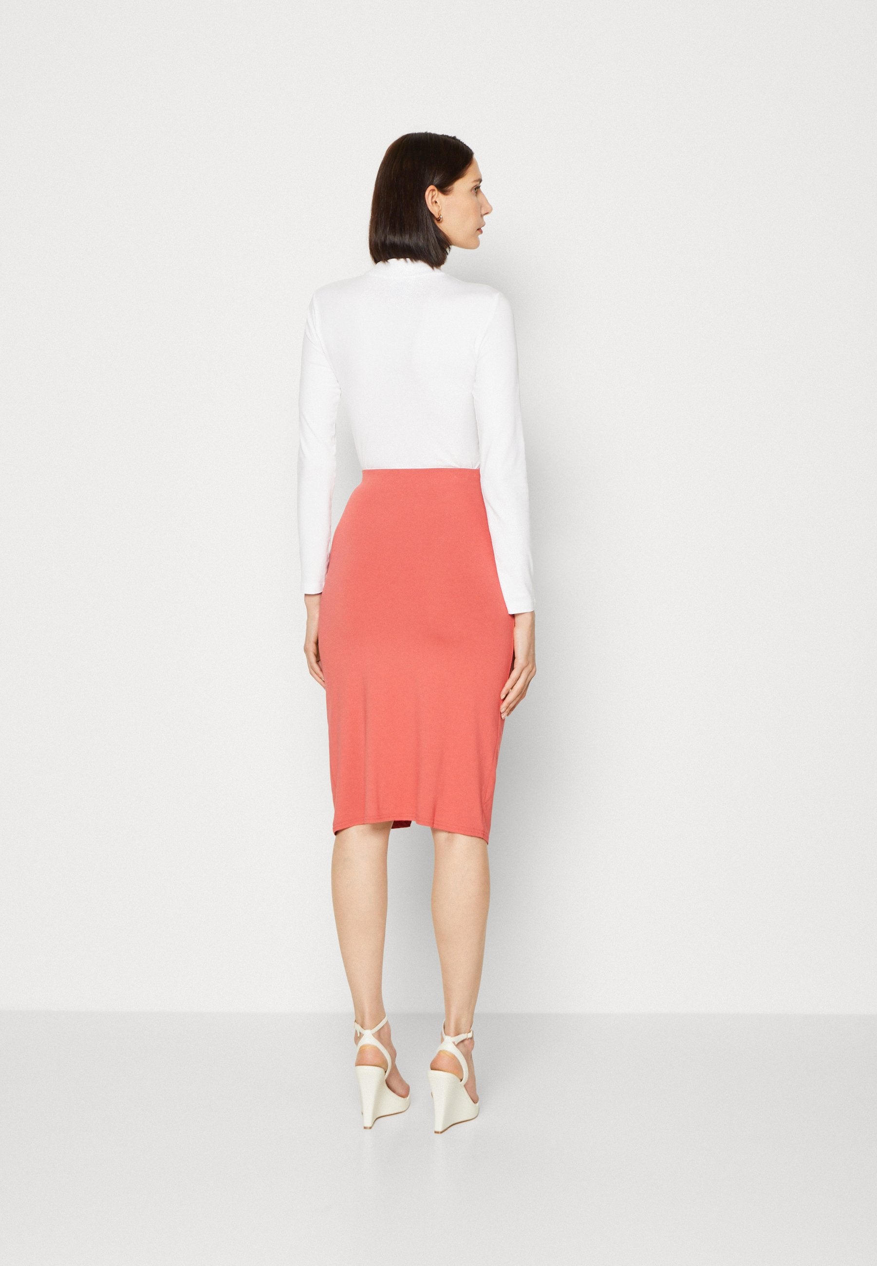 Anna Field Front Knot Midi Skirt - Pencil Skirt - Red