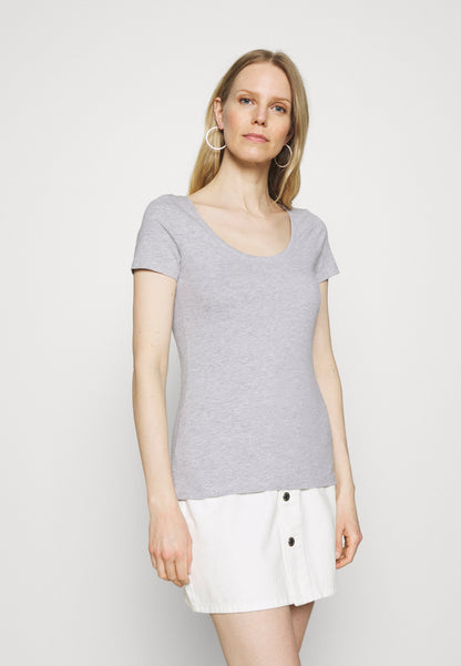 Anna Field 3 Pack - Basic T-Shirt - White/Mottled Light Grey/Light Green