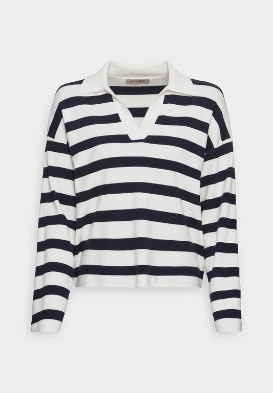 Anna Field Jumper - Off-White/Dark Blue