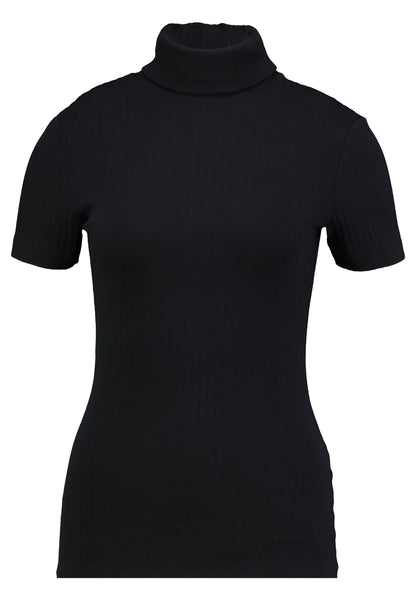  1/2 Sleeve Roll Neck - Basic T-Shirt - Black