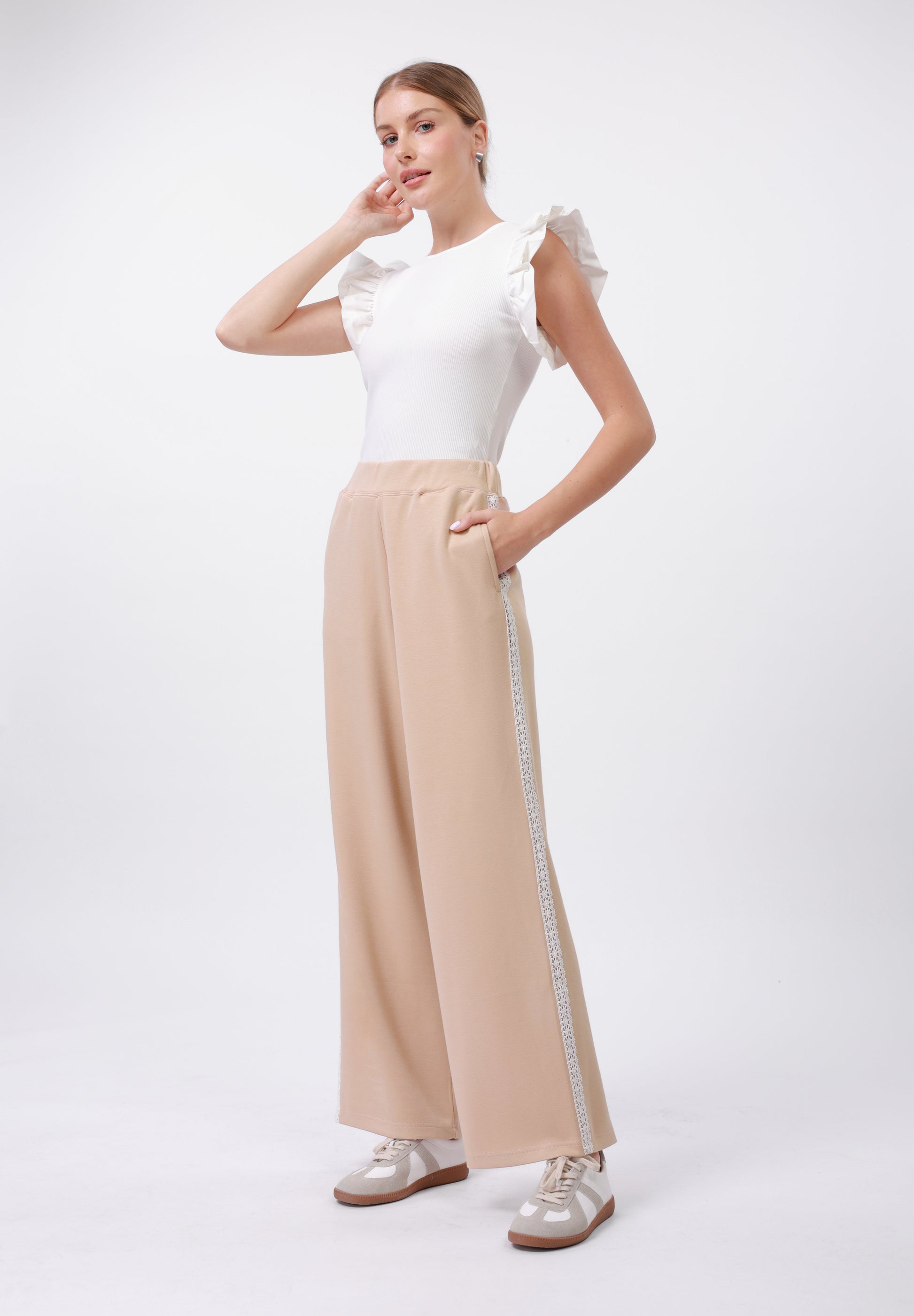 Anna Field Tracksuit Bottoms - Pink/ivory Lace