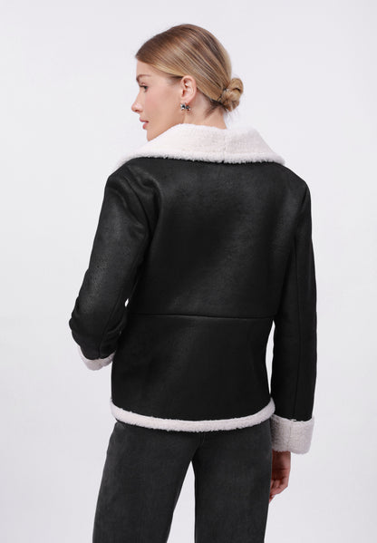 Anna Field FLEECE BLAZER - Winter Jacket - Black/cream
