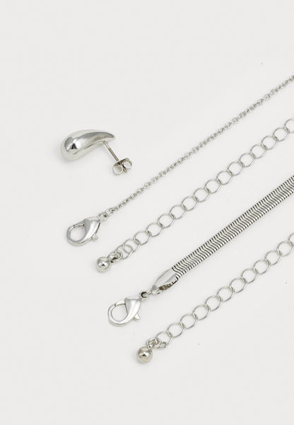 Anna Field SET - Earrings - Silver-coloured