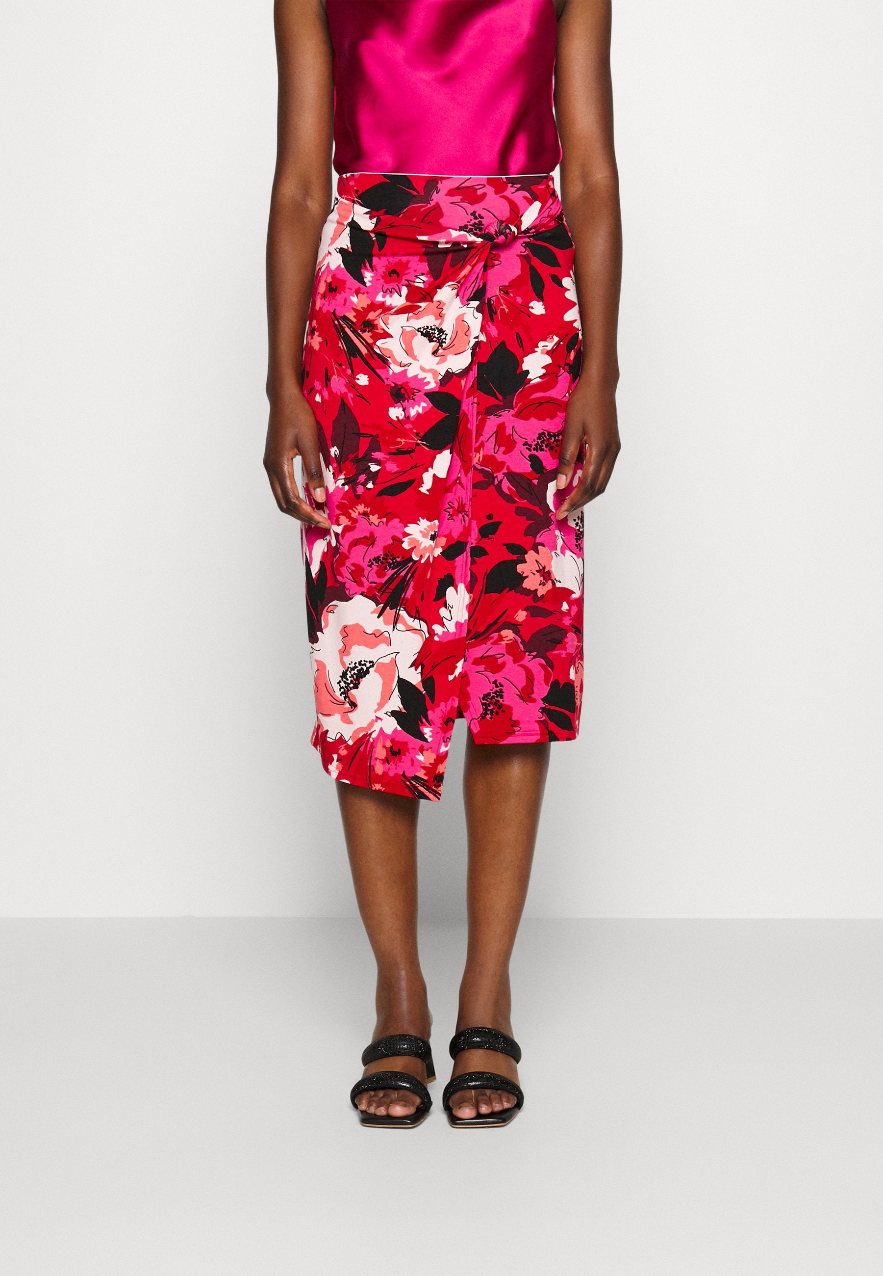 Anna Field Front Knot Midi Skirt - Pencil Skirt - Pink