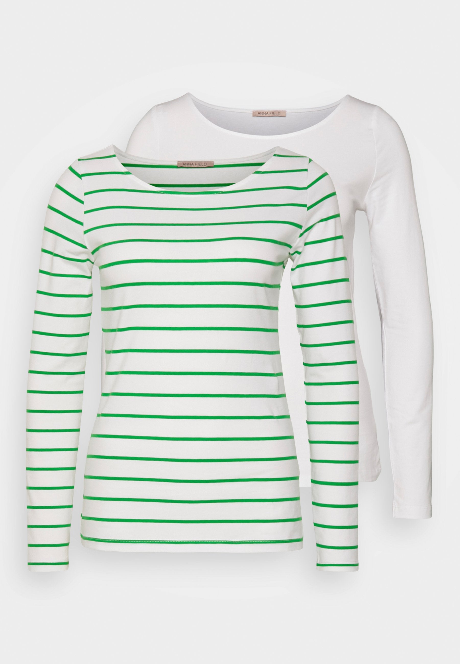 Anna Field 2 Pack - Long Sleeved Top - White/Green