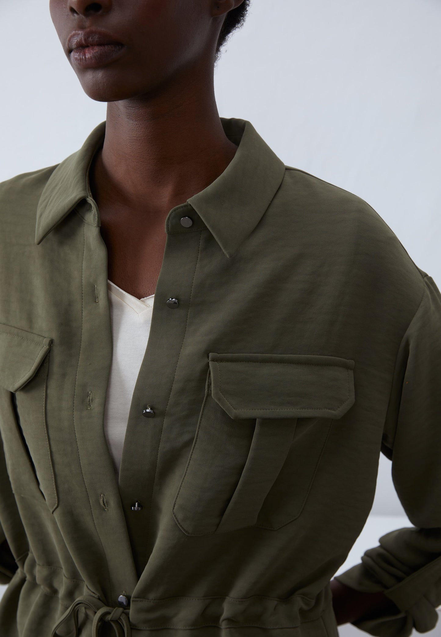 Anna Field Button-down Blouse - Olive