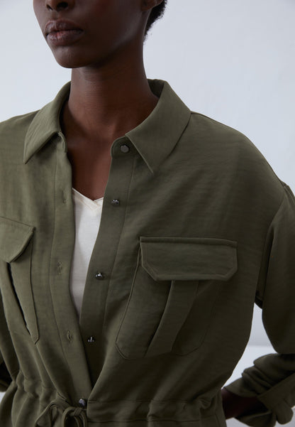 Anna Field Button-down Blouse - Olive
