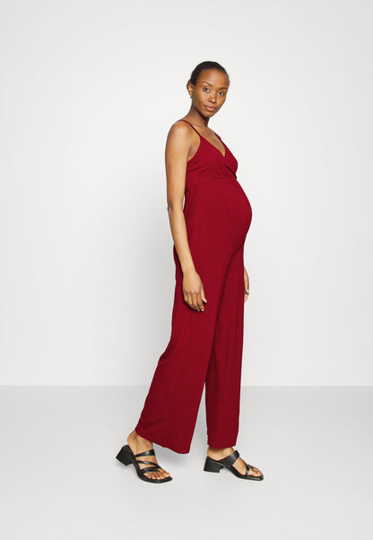  Strappy Drappy Cintered- Jumpsuit - Dark Red