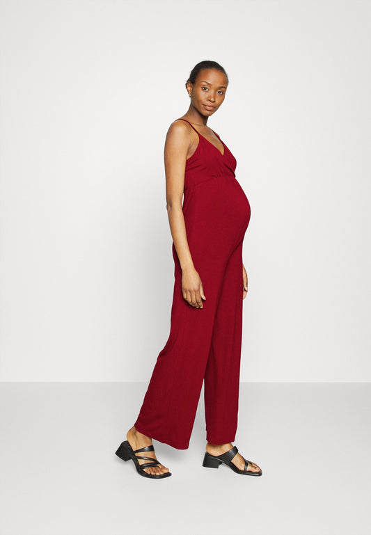  Strappy Drappy Cintered- Jumpsuit - Dark Red