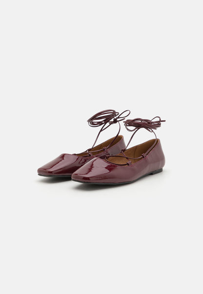  Ankle Strap Ballet Pumps - Bordeaux