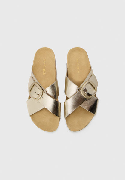  LEATHER - Mules - Gold-coloured