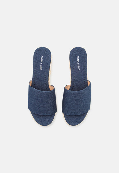 Anna Field Heeled Mules - Blue Denim