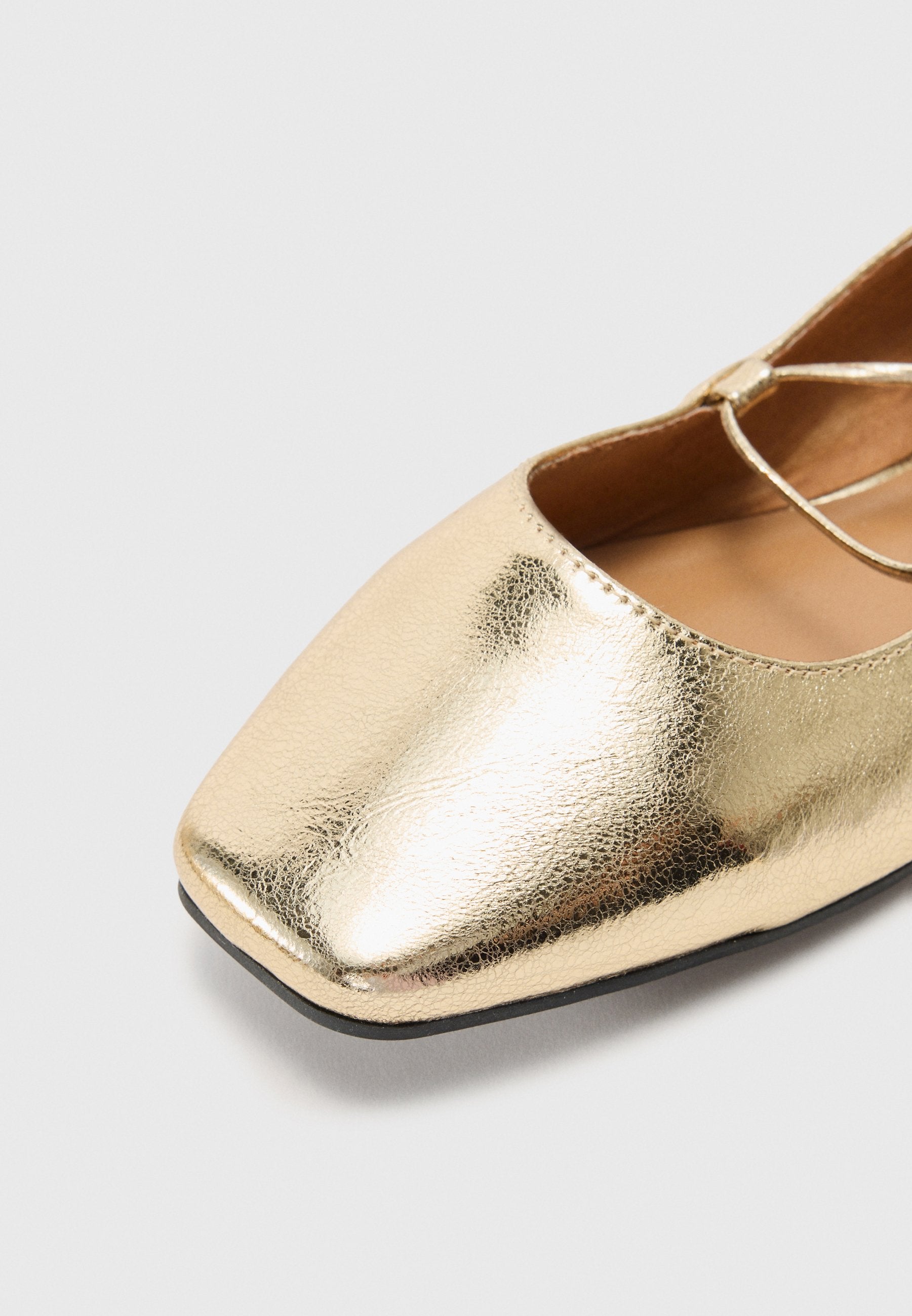  Ankle Strap Ballet Pumps - Gold