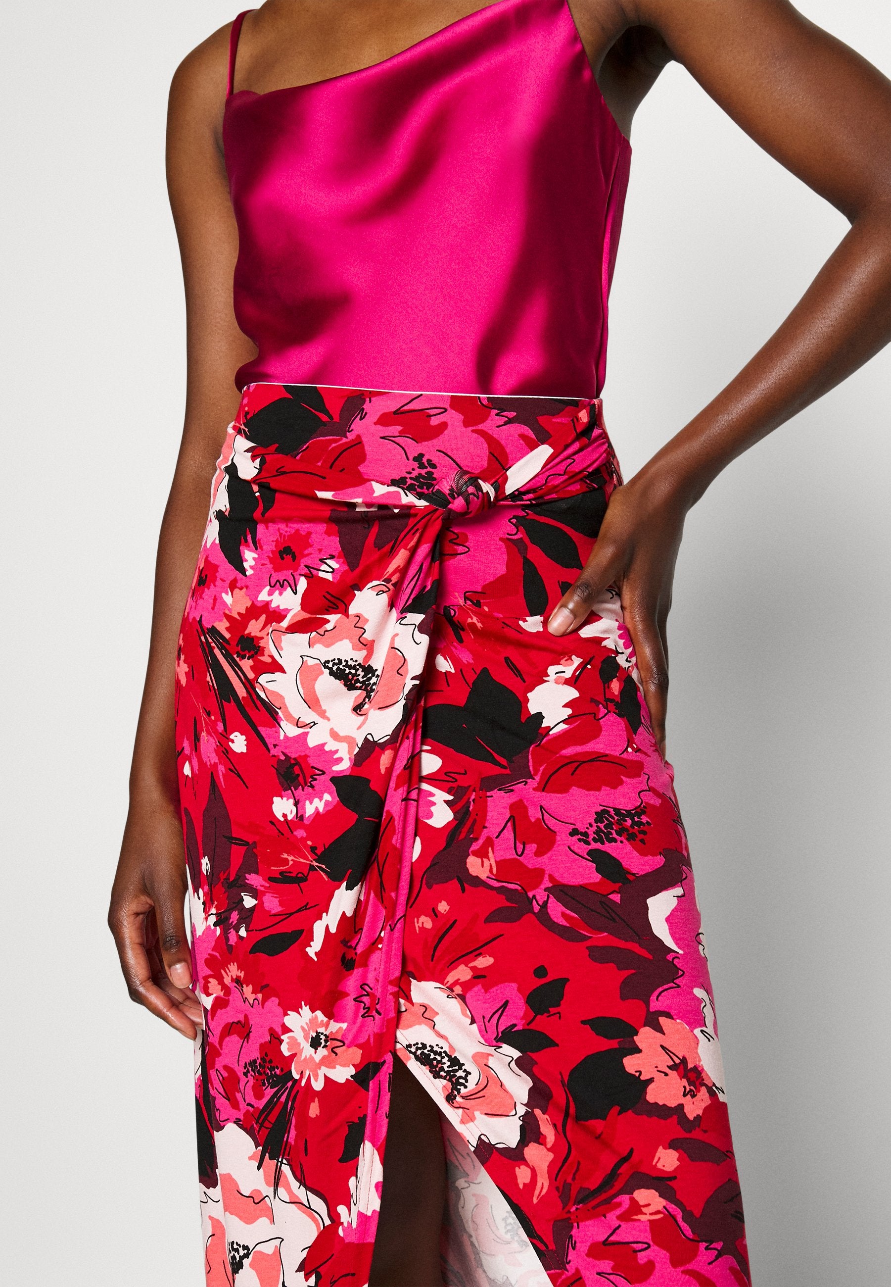 Anna Field Front Knot Midi Skirt - Pencil Skirt - Pink