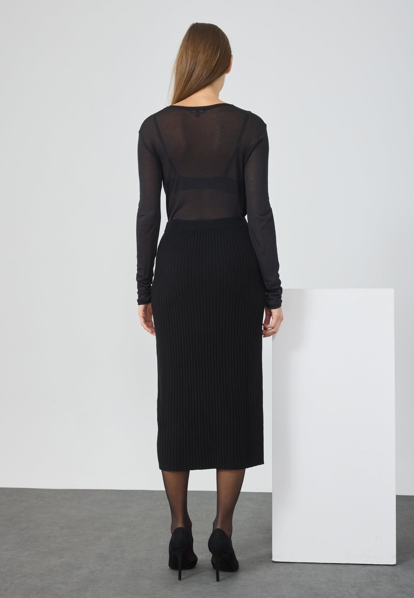 Anna Field KNIT SKIRT WITH BUTTONS - Pencil Skirt - Black