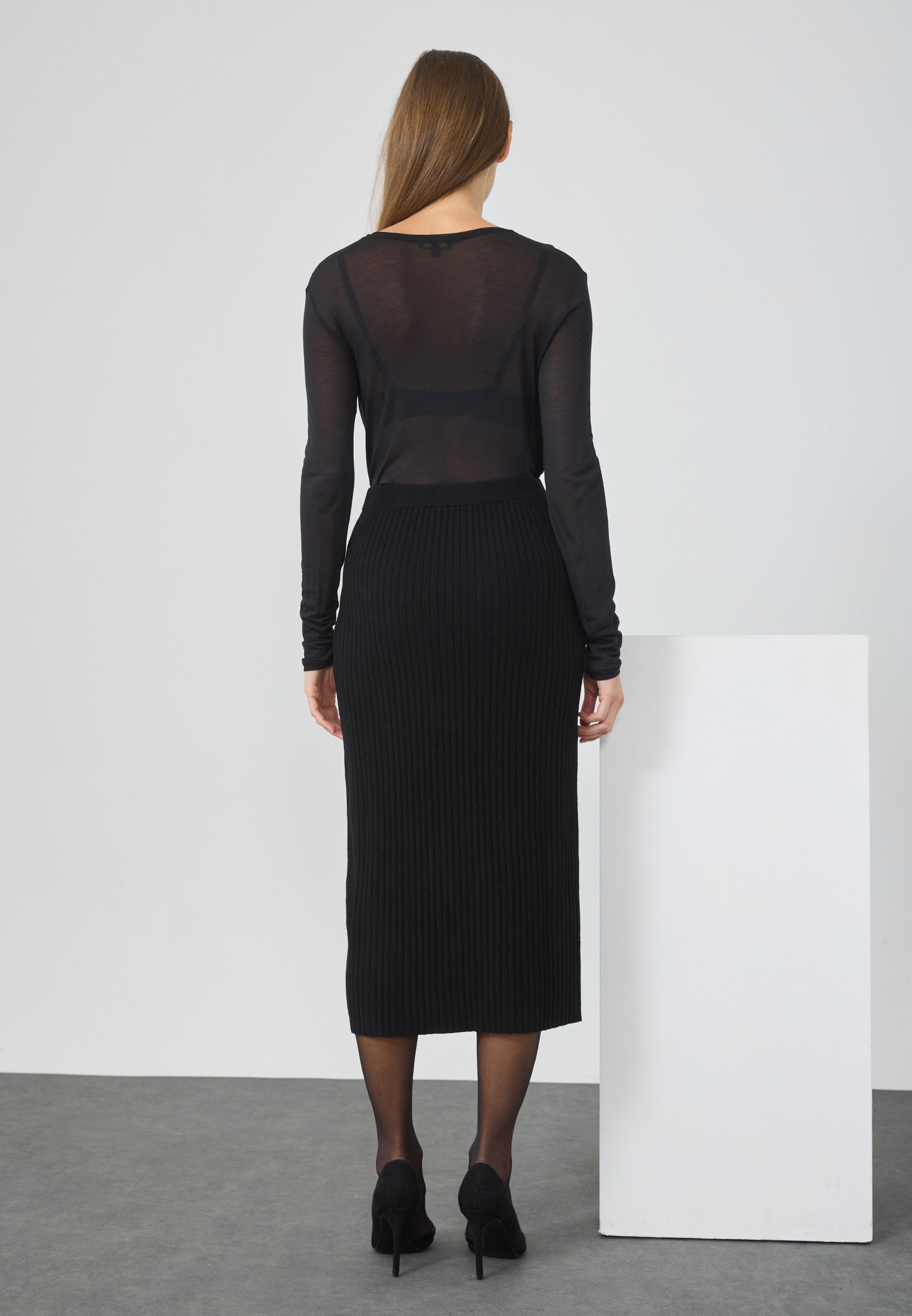 Anna Field KNIT SKIRT WITH BUTTONS - Pencil Skirt - Black