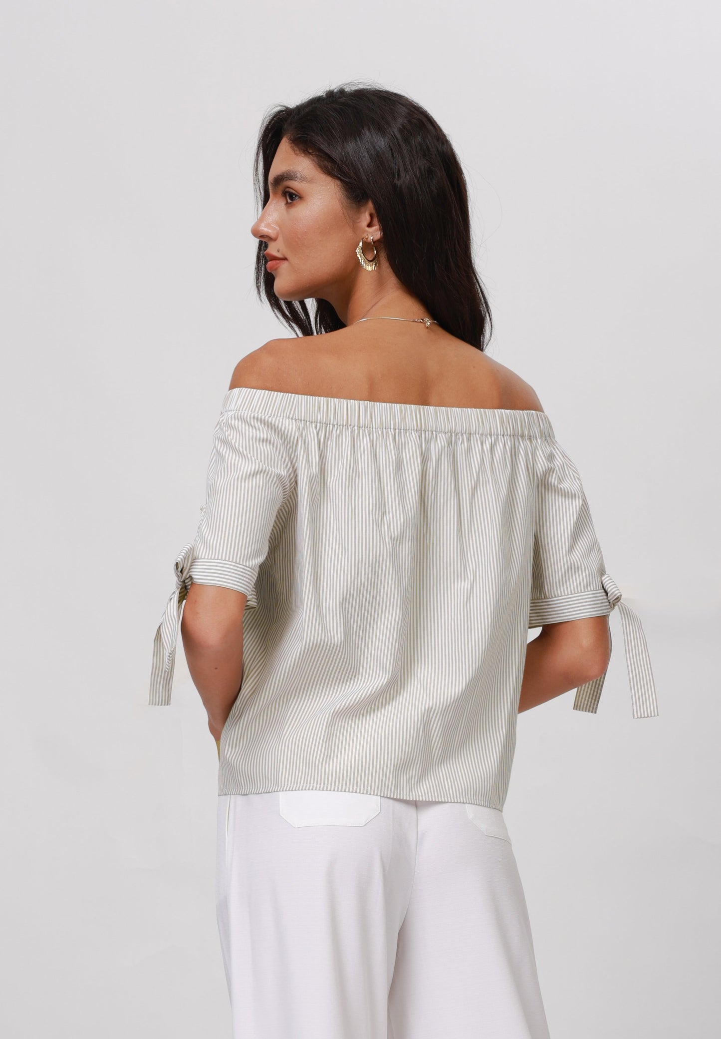 Anna Field Blouse - Khaki/white