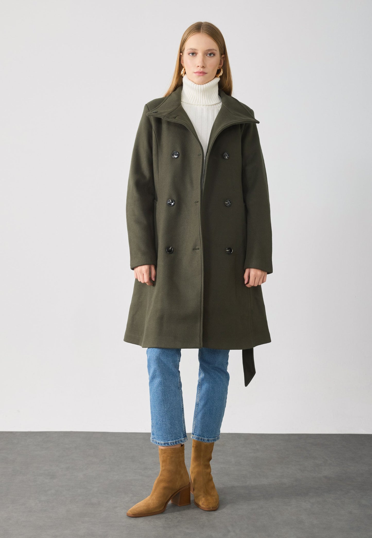 Anna Field Classic Coat - Dark Green