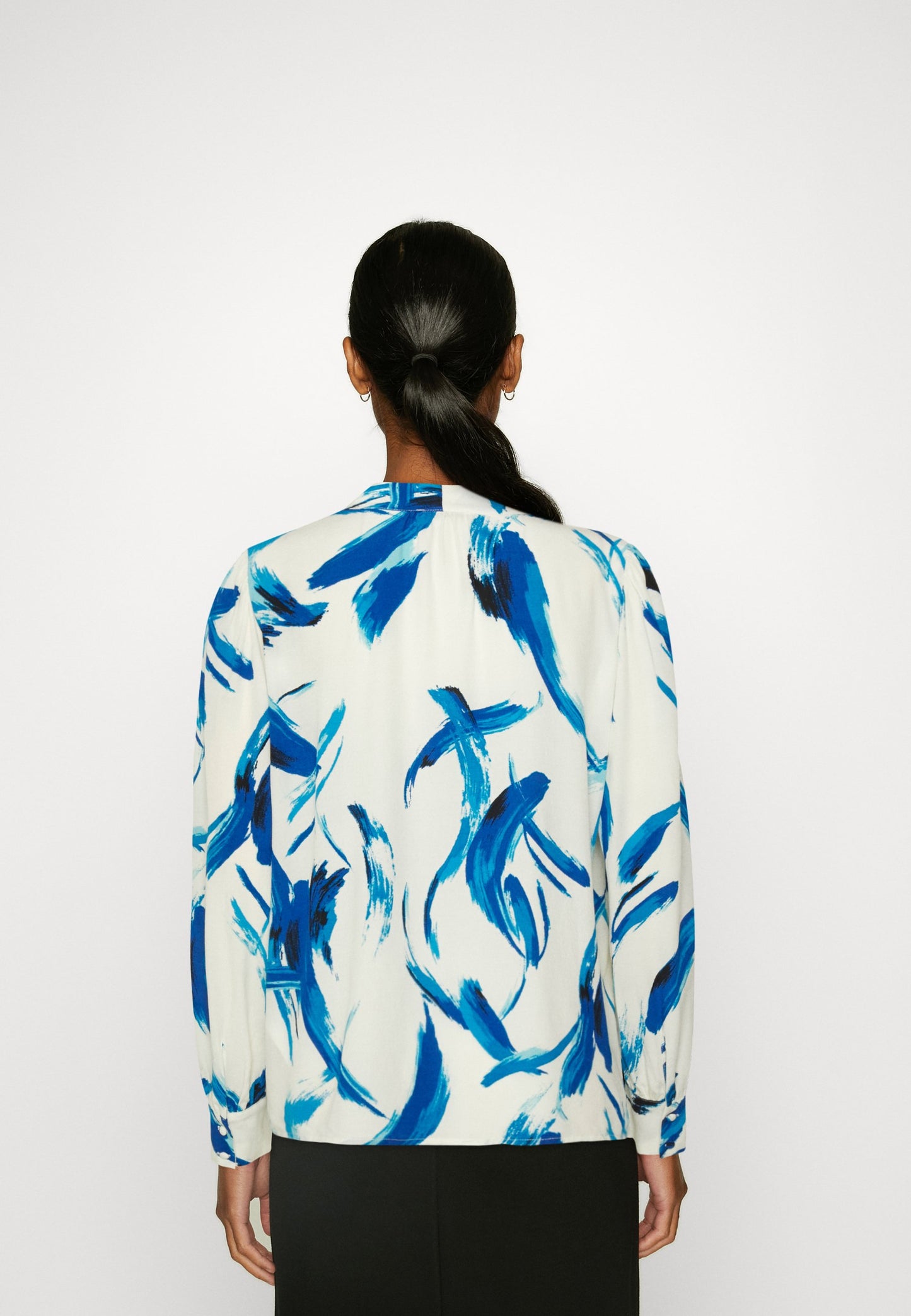 Anna Field Button-Down Blouse - White, Blue